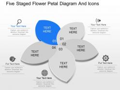 Di five staged flower petal diagram and icons powerpoint template