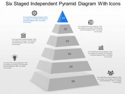 Di six staged independent pyramid diagram with icons powerpoint template