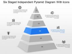 Di six staged independent pyramid diagram with icons powerpoint template