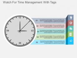 Di watch for time management with tags flat powerpoint design