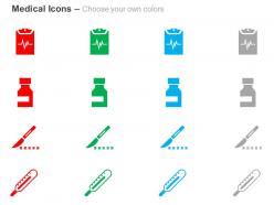 Diagnostic pharmaceutical drugs scalpels thermometer ppt icons graphics