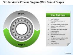 Diagram business process circular arrow with gears 2 stages powerpoint slides