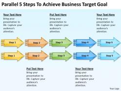 Diagram of business cycle parallel 5 steps to achieve target goal powerpoint slides