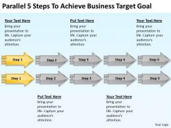 Diagram of business cycle parallel 5 steps to achieve target goal powerpoint slides