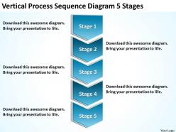 Diagram of business cycle vertical process sequence 5 stages powerpoint slides
