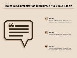 Dialogue communication highlighted via quote bubble