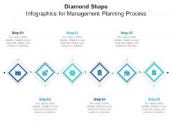 Diamond shape for management planning process infographic template