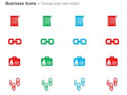 Diary link suitcase paperclips ppt icons graphics
