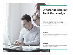Difference explicit tacit knowledge ppt powerpoint presentation ideas graphics pictures cpb