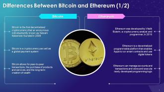 Differences Between Bitcoin And Ethereum Training Ppt
