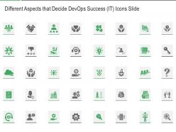 Different aspects that decide devops success it icons slide ppt powerpoint presentation slides