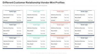 Different Customer Relationship Vendor Mini Profiles Customer Relationship Transformation Toolkit