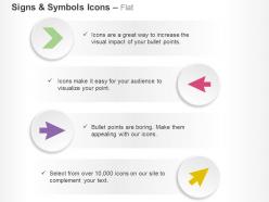 Different directional pointed arrows ppt icons graphics