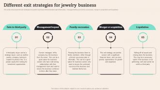 Different Exit Strategies For Jewelry Business Tiffany And Co Business Plan BP SS
