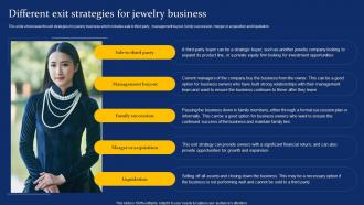 Different Exit Strategies For Jewelry Costume Jewelry Business Plan BP SS