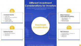 Different Investment Considerations For Investors