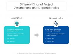Different kinds of project assumptions and dependencies
