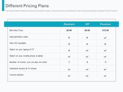 Different pricing plans pre seed round pitch deck ppt powerpoint presentation slides picture