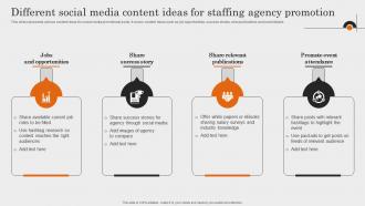 Different Social Media Content Ideas For Staffing Agency Comprehensive Guide To Employment Strategy SS V