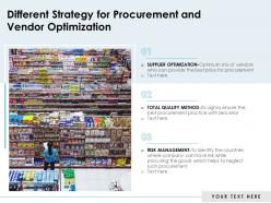 Different strategy for procurement and vendor optimization