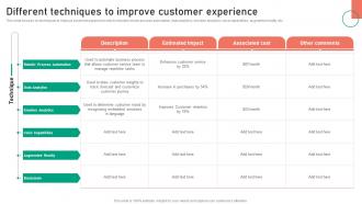 Different Techniques To Improve Customer Experience Change Management Approaches