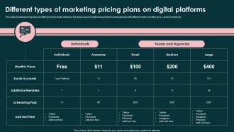Different Types Of Marketing Pricing Plans On Digital Platforms