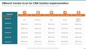 Different Vendor Scan For Crm Solution Implementation Crm Digital Transformation Toolkit