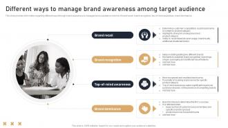 Different Ways To Manage Brand Awareness Among Target Audience Toolkit To Handle Brand Identity