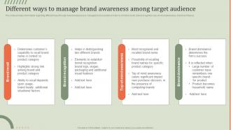 Different Ways To Manage Brand Awareness Guideline Brand Performance Maintenance Team