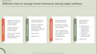 Different Ways To Manage Brand Awareness Guideline Brand Performance Maintenance Team