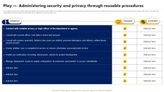 Digital Advancement Playbook Play 11 Administering Security And Privacy Through Reusable