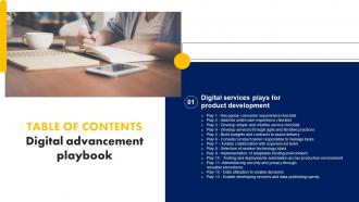 Digital Advancement Playbook Table Of Contents