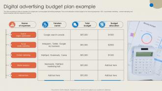 Digital Advertising Budget Plan Example