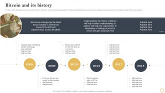 Digital Asset Investment Guide Bitcoin And Its History Ppt Slides Model