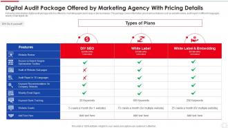 Digital Audit Package Offered By Marketing Agency With Pricing Details