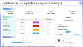 Digital Banking Web Application Management Dashboard
