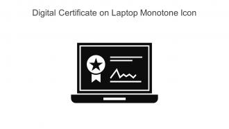 Digital Certificate On Laptop Monotone Icon In Powerpoint Pptx Png And Editable Eps Format
