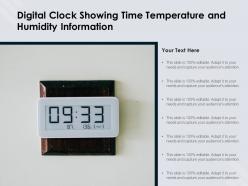 Digital clock showing time temperature and humidity information