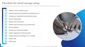 Digital Cloud It Checklist For Cloud Storage Setup Ppt Show Guidelines