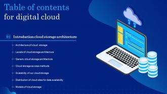 Digital Cloud Table Of Contents Ppt Powerpoint Presentation Slides Layouts