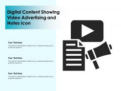 Digital content showing video advertising and notes icon
