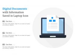 Digital documents with information saved in laptop icon