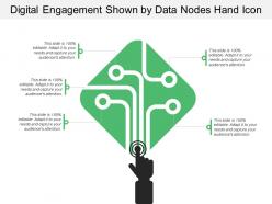 Digital engagement shown by data nodes hand icon