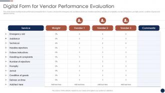 Digital Form For Vendor Performance Evaluation