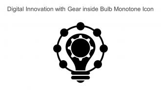 Digital Innovation With Gear Inside Bulb Monotone Icon In Powerpoint Pptx Png And Editable Eps Format