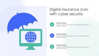 Digital Insurance Icon With Cyber Security