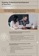 Digital Learning Playbook Enabling Professional Development Of Teachers One Pager Sample Example Document