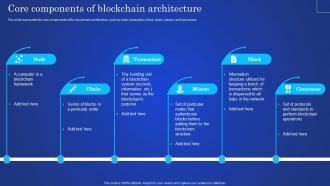 Digital Ledger It Core Components Of Blockchain Architecture Ppt Show Guide