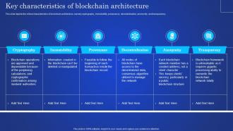 Digital Ledger It Key Characteristics Of Blockchain Architecture Ppt Outline Format