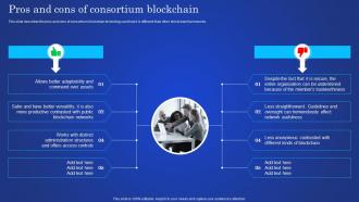 Digital Ledger It Pros And Cons Of Consortium Blockchain Ppt Layouts Model